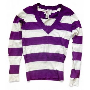 SO Women's Purple and White Striped Sweater
